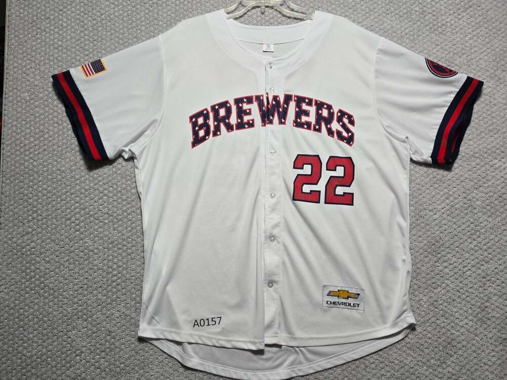 Milwaukee Brewers Patriotic Stars & Stripes #22 Yelich  Baseball Jersey